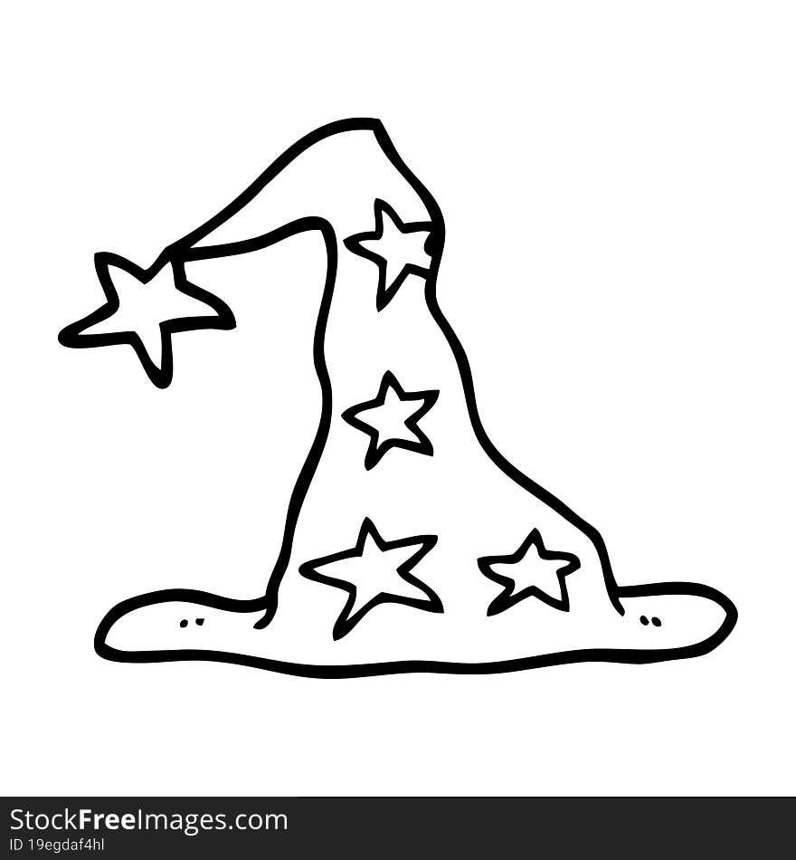 line drawing cartoon wizard hat