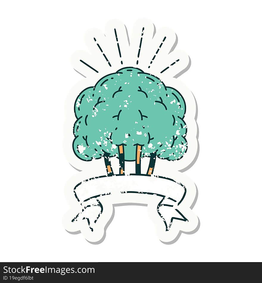 grunge sticker of tattoo style tree