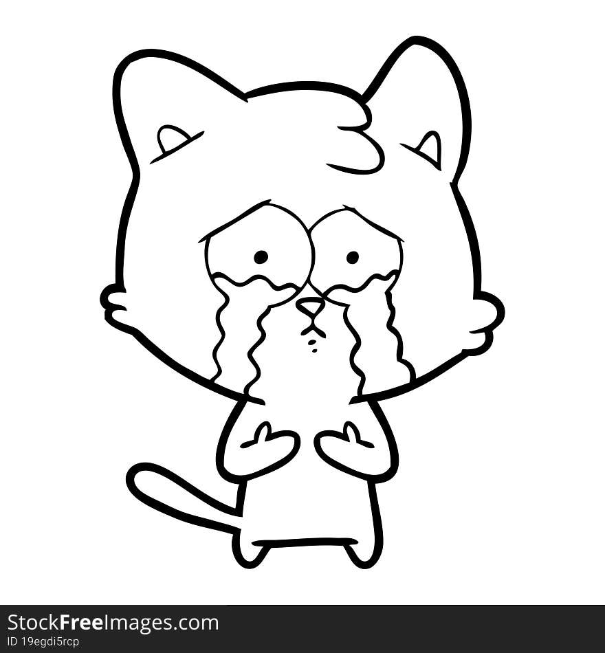 cat crying cartoon. cat crying cartoon