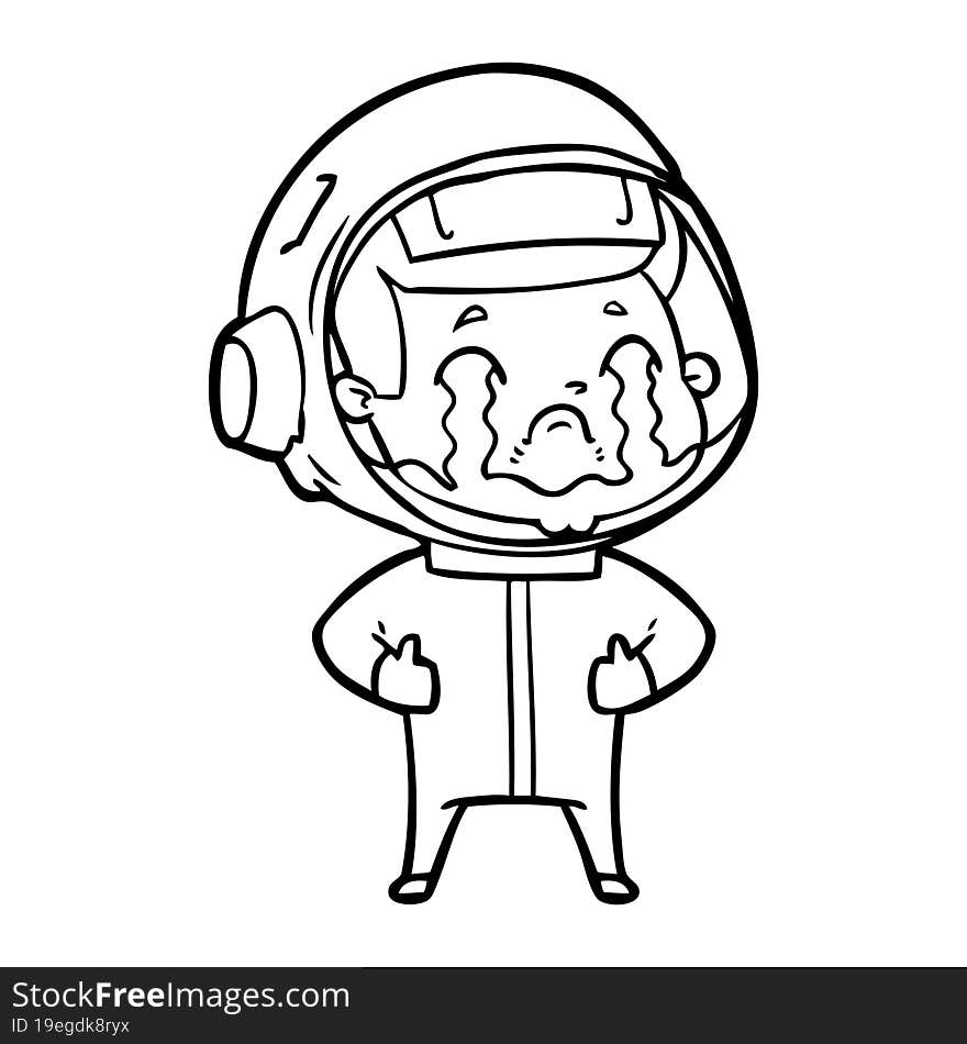 cartoon crying astronaut. cartoon crying astronaut