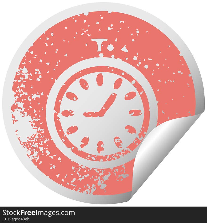 distressed circular peeling sticker symbol time stopper