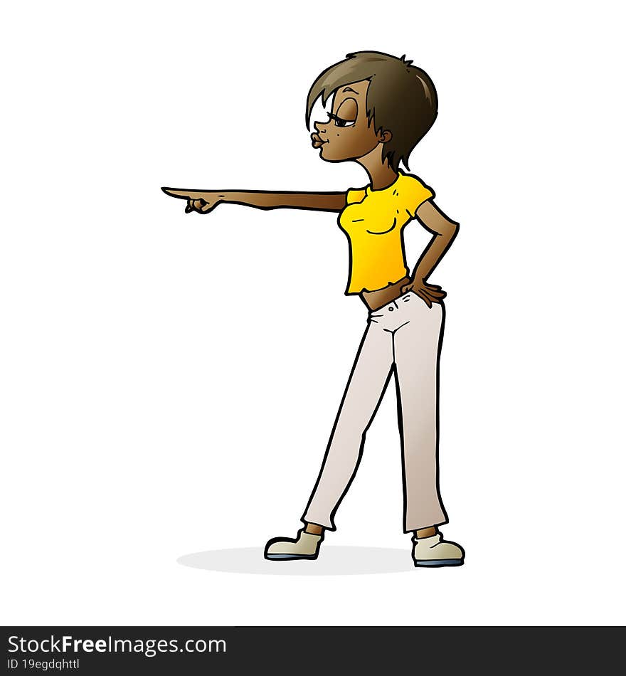 cartoon woman pointing