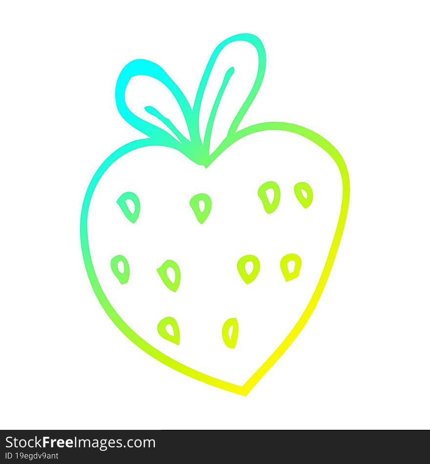 cold gradient line drawing of a cartoon strawberry fr