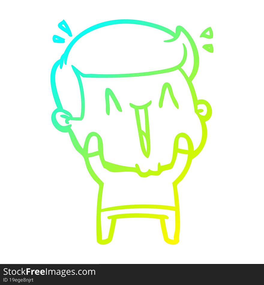 cold gradient line drawing cartoon excited man