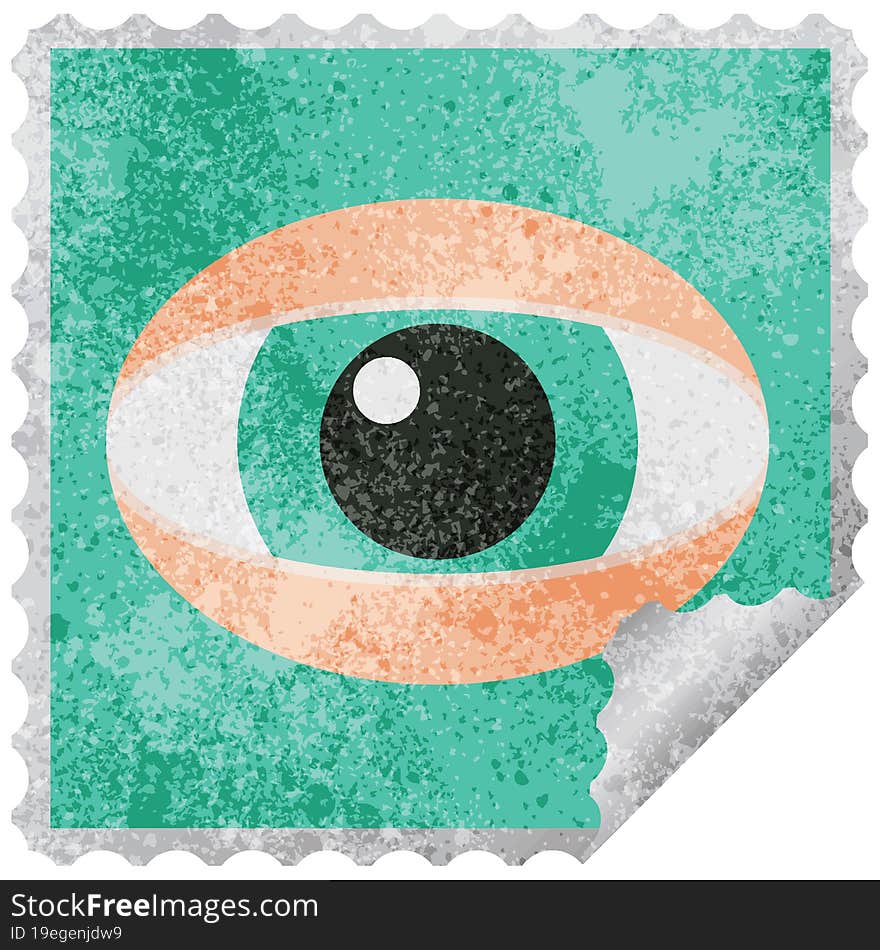 staring eye graphic vector illustration square sticker stamp