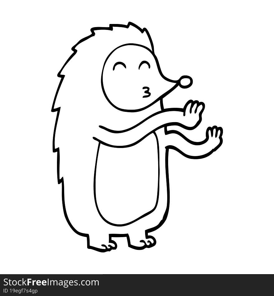 line drawing cartoon dancing hedgehog