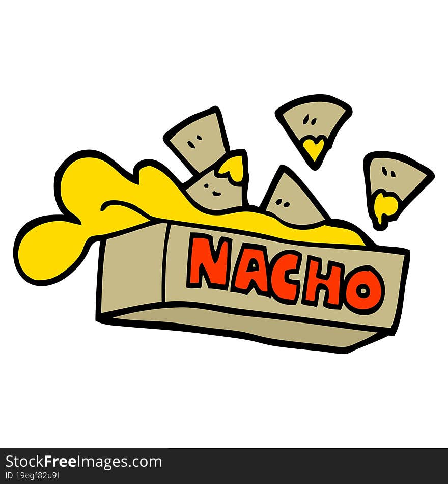 hand drawn doodle style cartoon nacho box