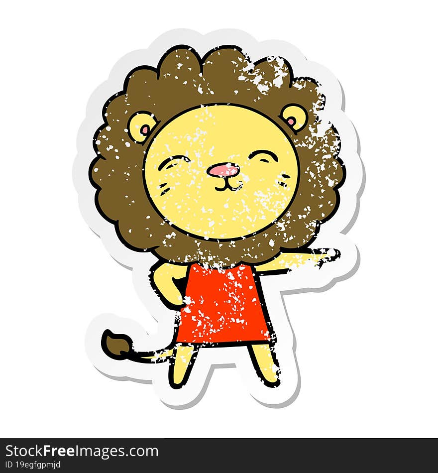 distressed sticker of a cartoon lion