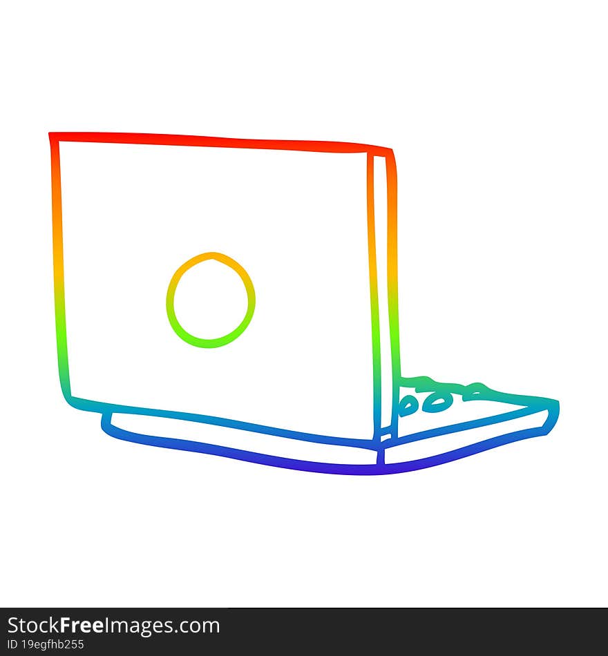 rainbow gradient line drawing of a laptop computer