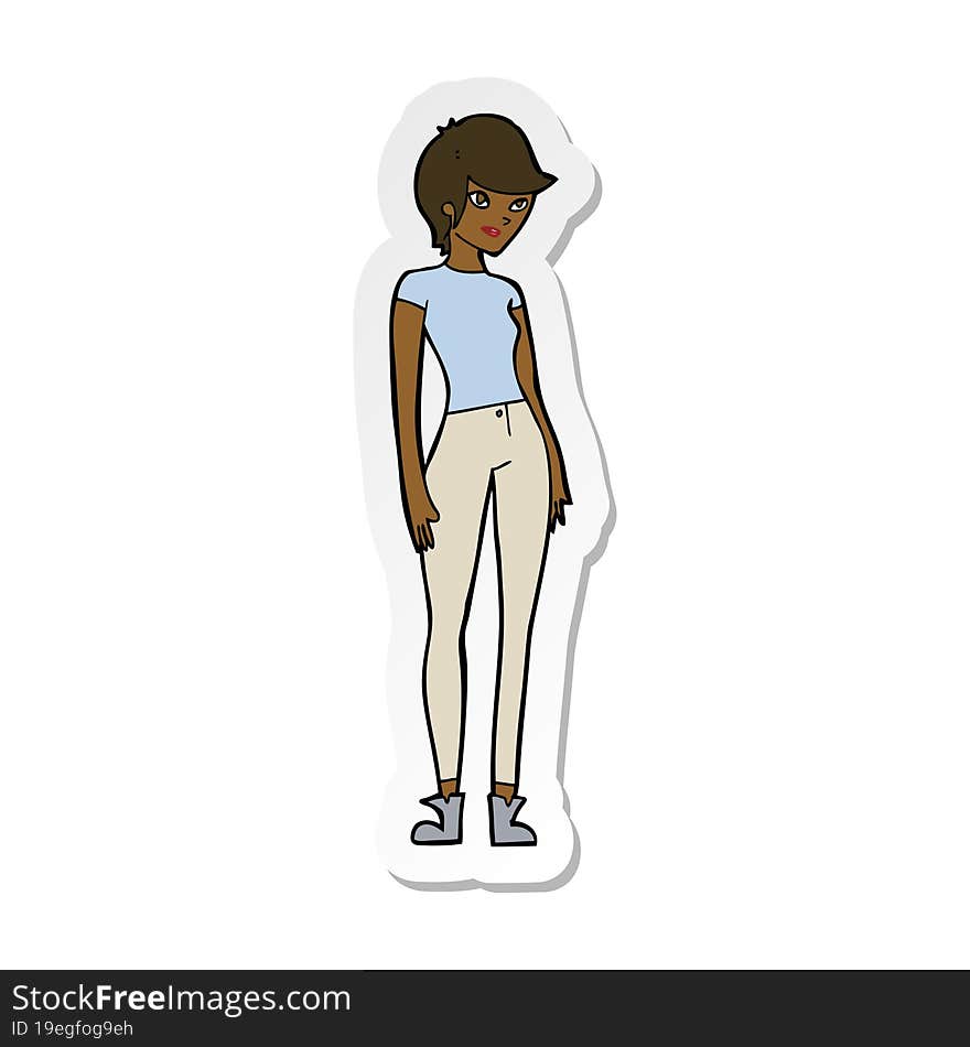 sticker of a cartoon modern attractive woman