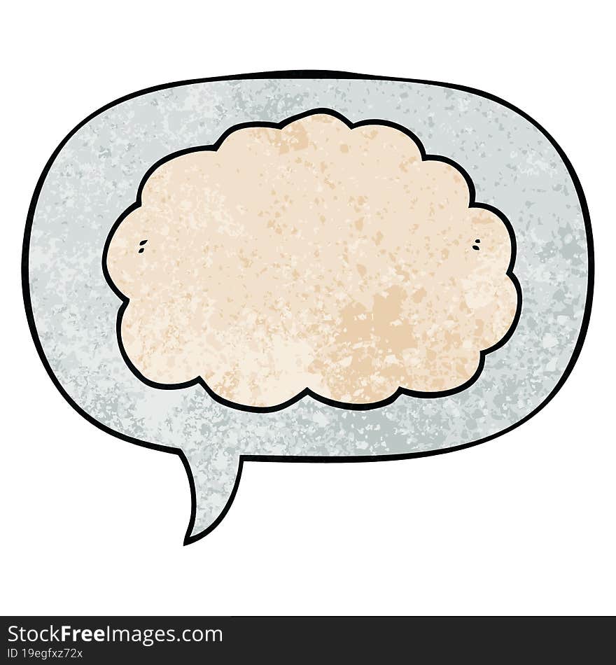 cartoon cloud and speech bubble in retro texture style