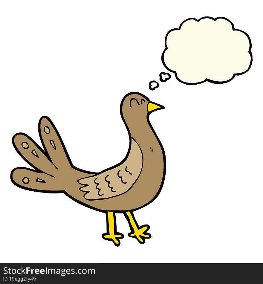 cartoon bird with thought bubble