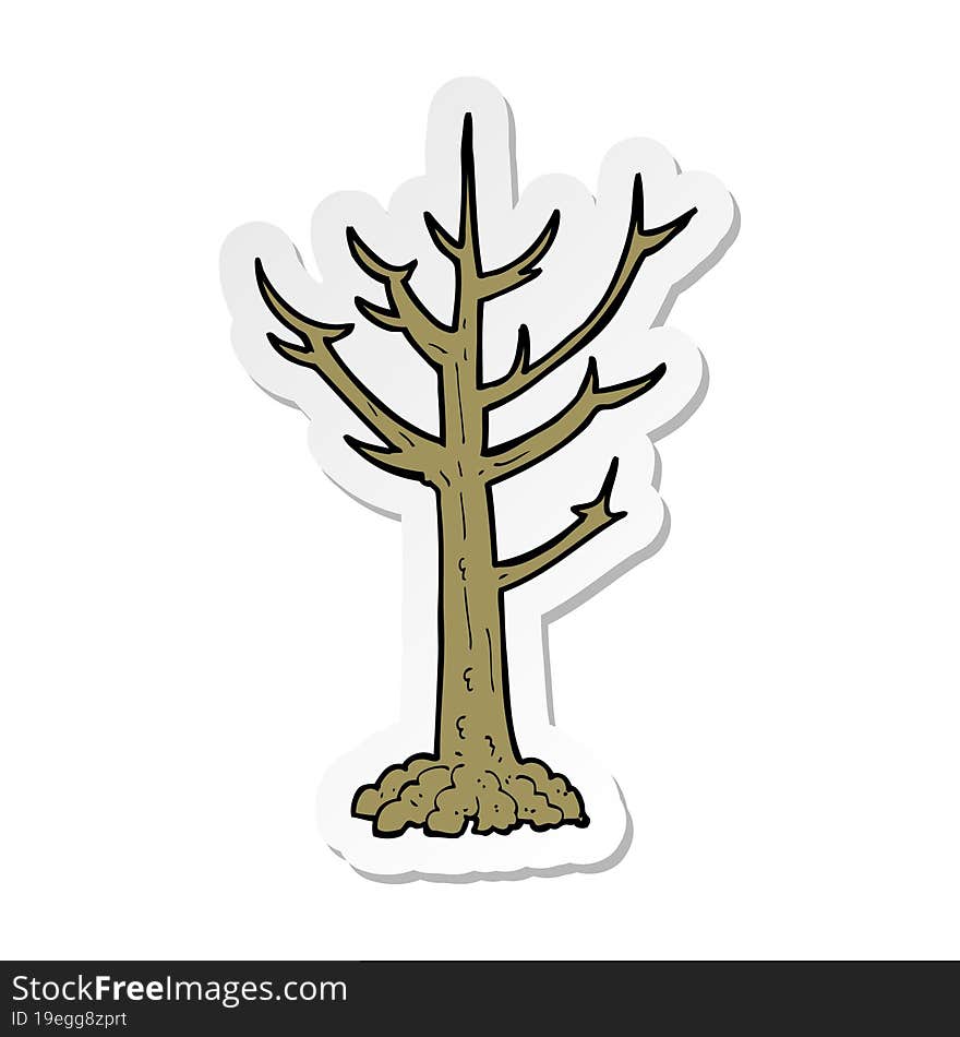 sticker of a cartoon naked tree