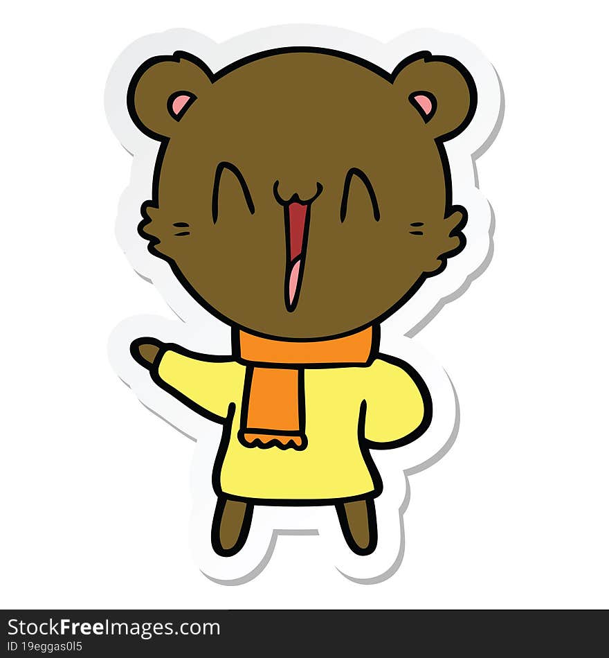 sticker of a happy bear cartoon