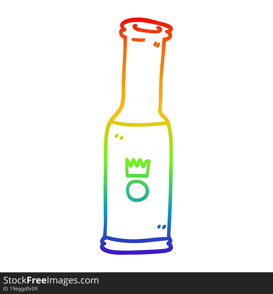 Rainbow Gradient Line Drawing Cartoon Beer Bottle