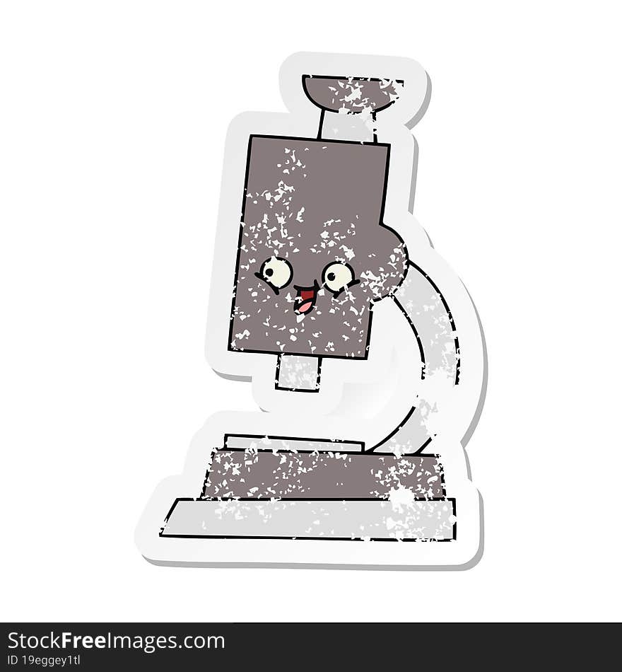 distressed sticker of a cute cartoon microscope