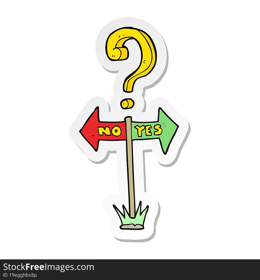 Sticker Of A Cartoon Yes And No Sign