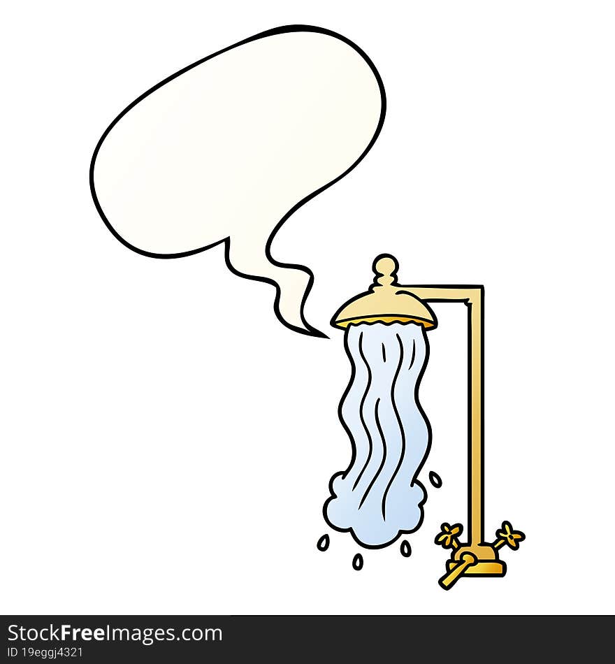 cartoon shower and speech bubble in smooth gradient style