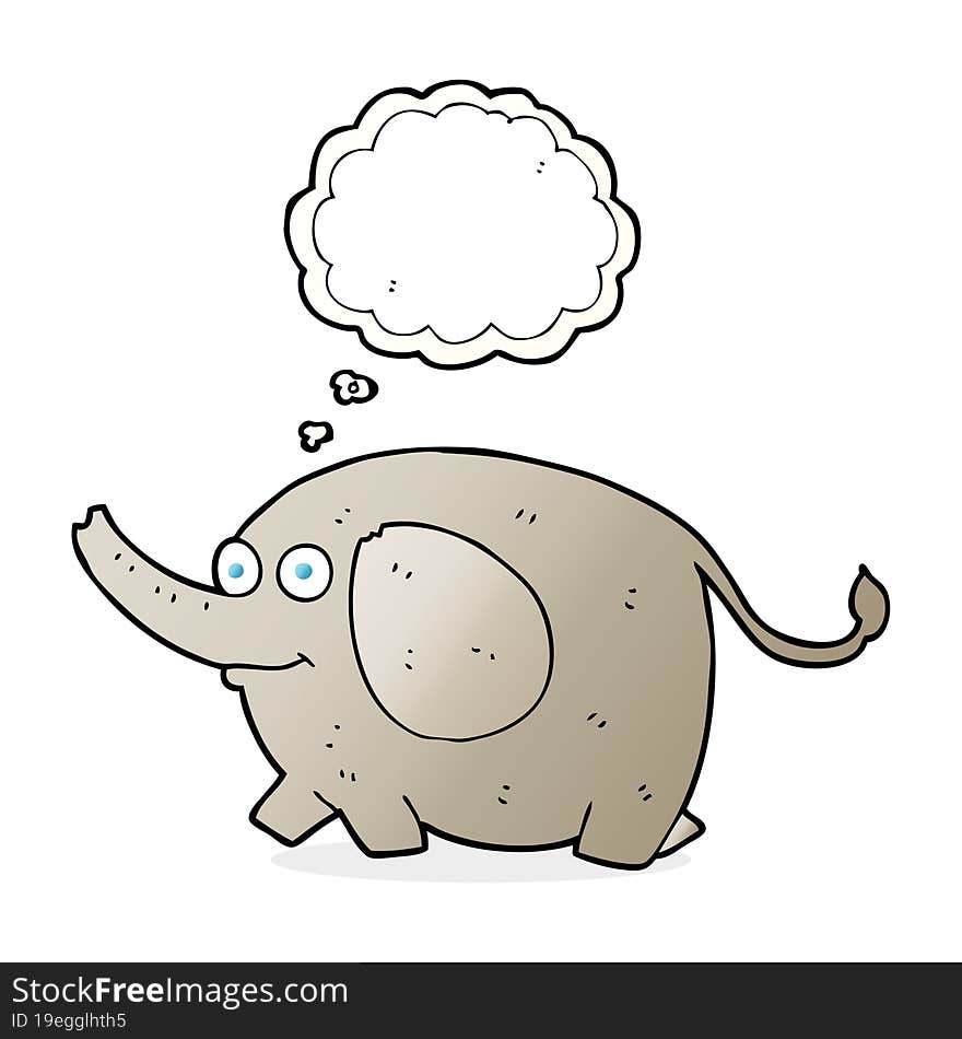 freehand drawn thought bubble cartoon elephant