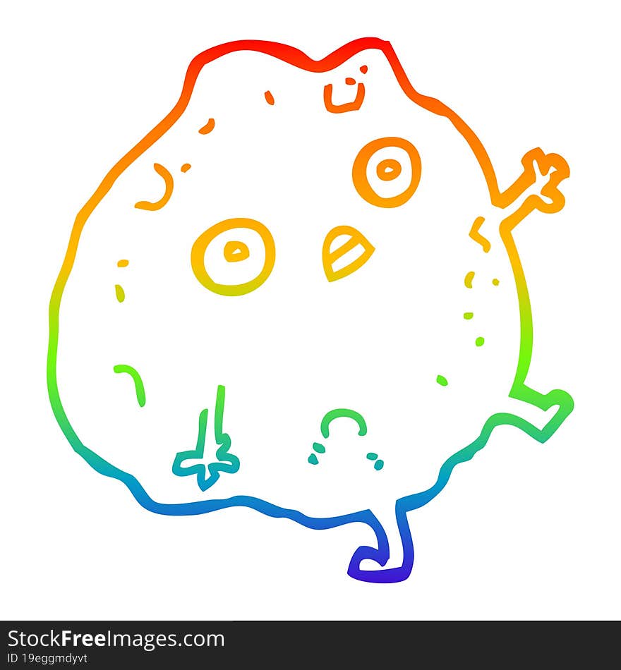 Rainbow Gradient Line Drawing Cartoon Rock Falling