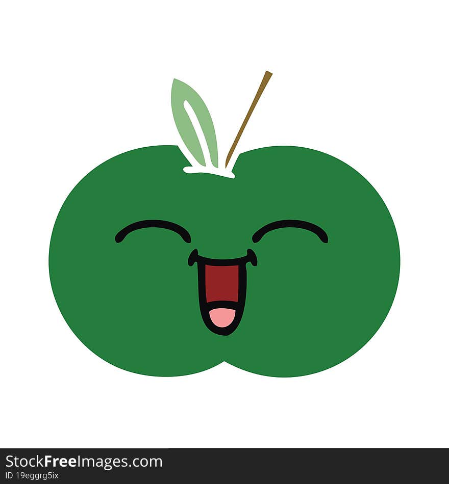 flat color retro cartoon juicy apple