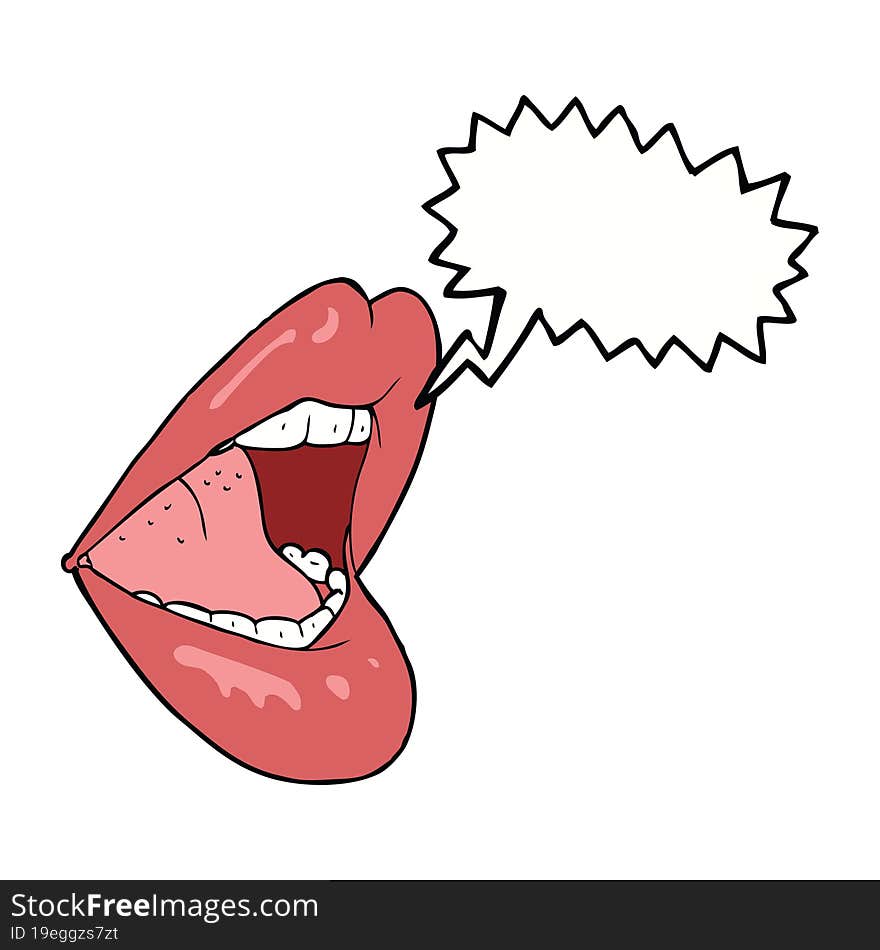 cartoon open mouth with speech bubble