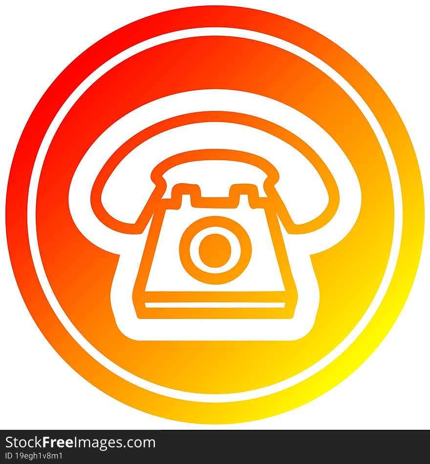 old telephone circular icon with warm gradient finish. old telephone circular icon with warm gradient finish