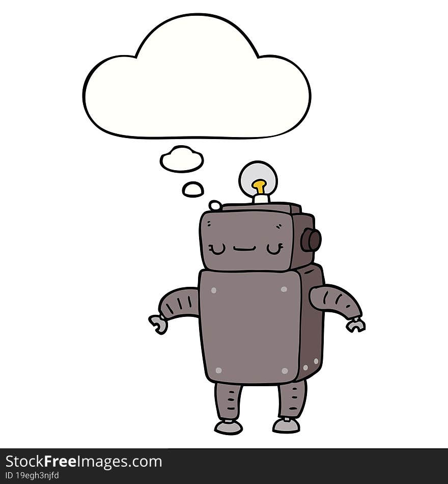 cartoon robot and thought bubble