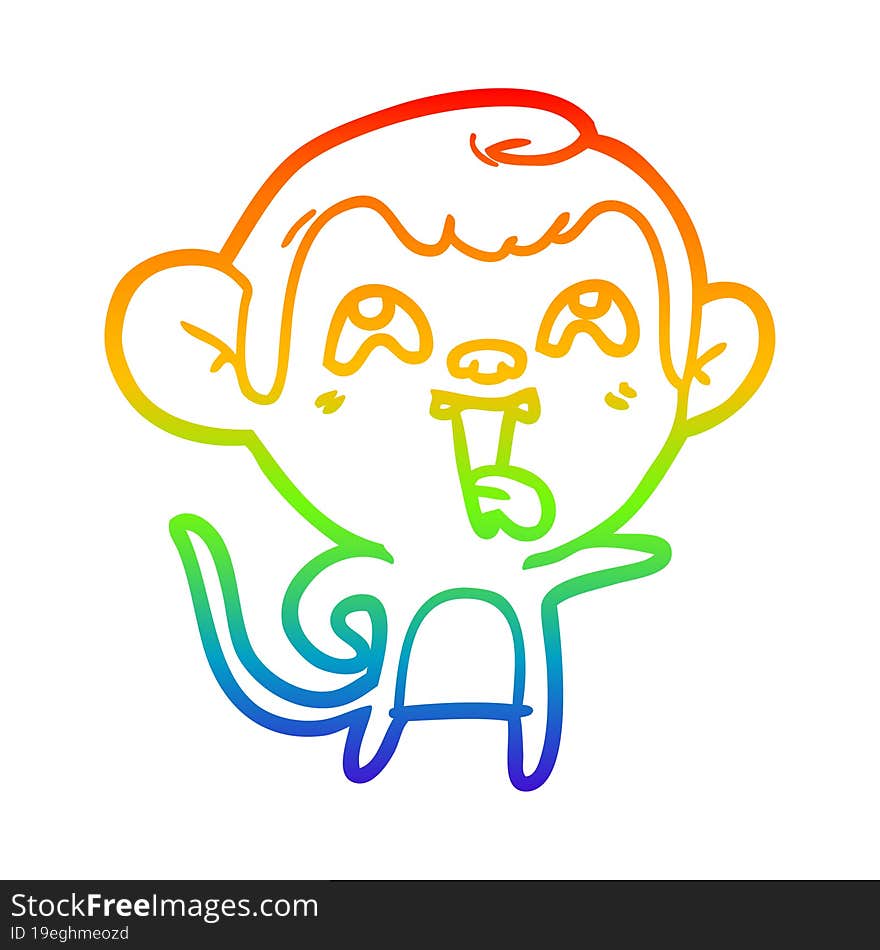 rainbow gradient line drawing crazy cartoon monkey