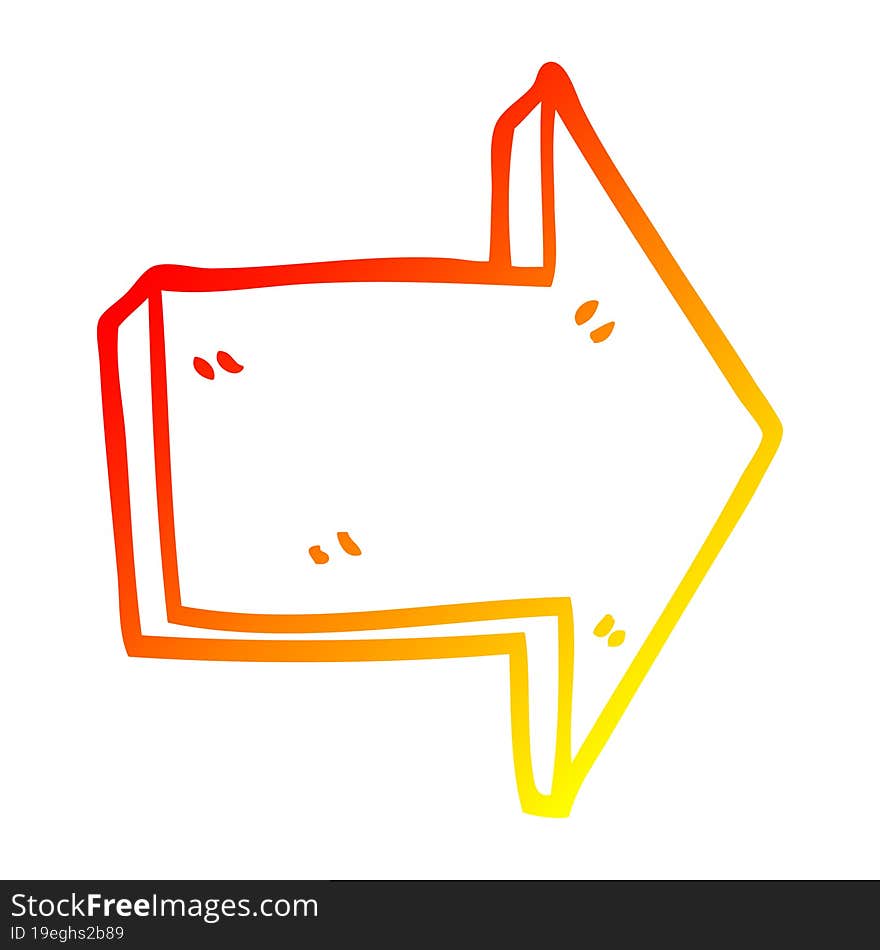 warm gradient line drawing cartoon directing arrow