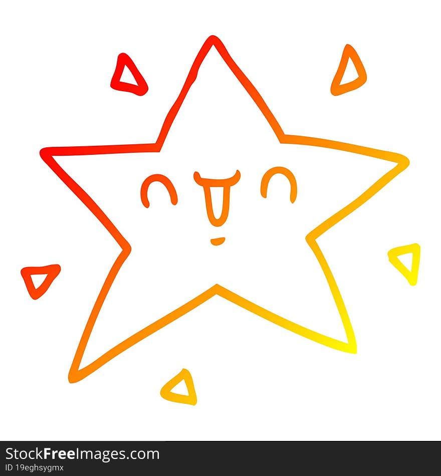 warm gradient line drawing cartoon happy star