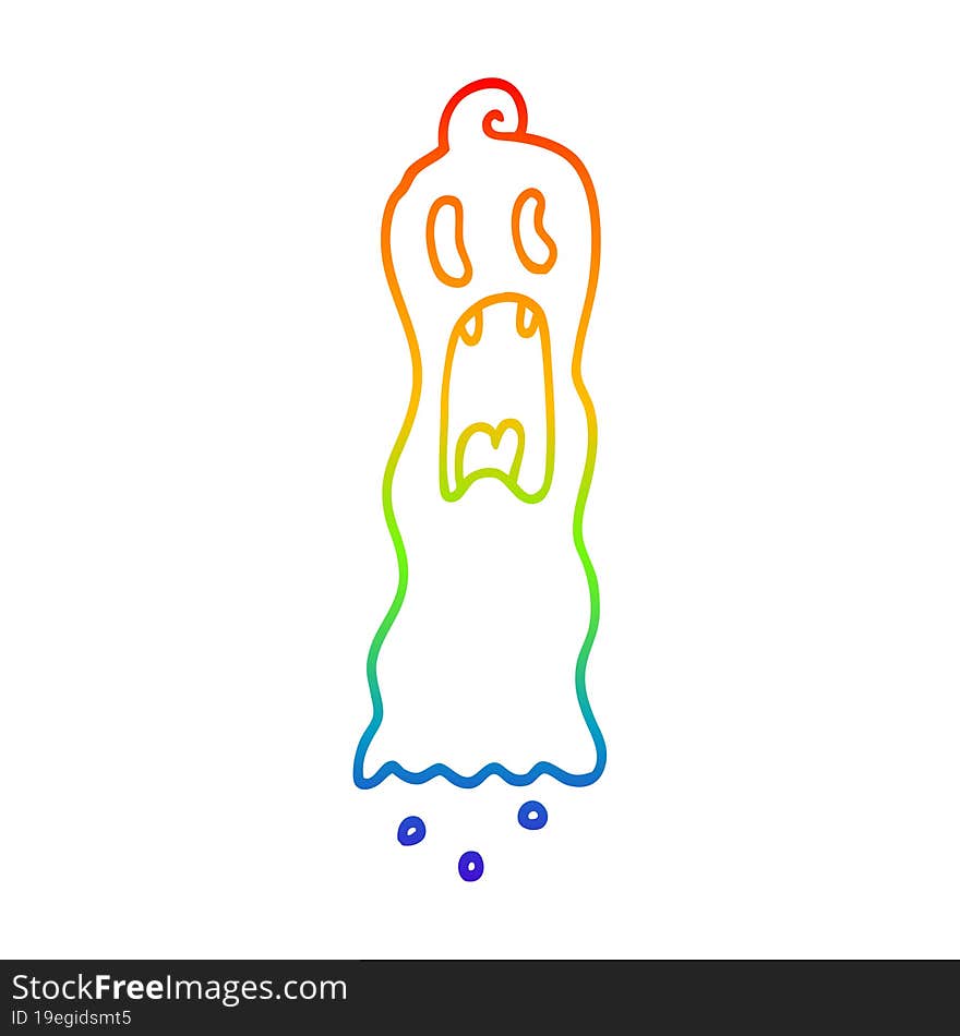 Rainbow Gradient Line Drawing Cartoon Spooky Ghost