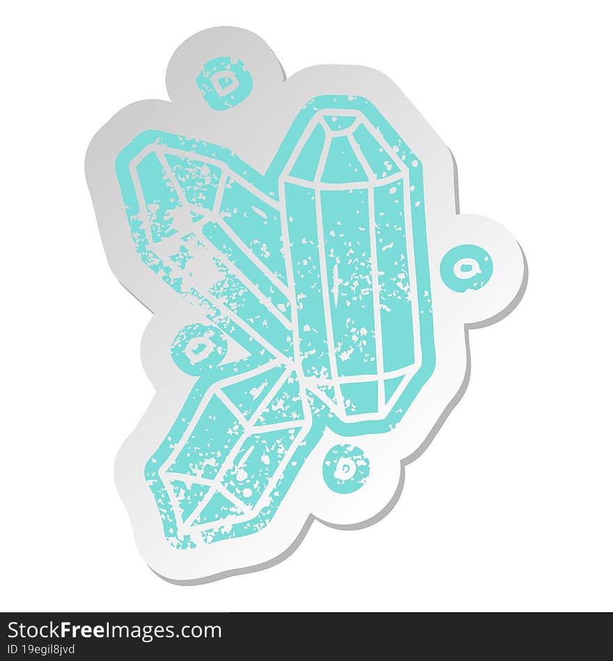 distressed old sticker of crystal gems