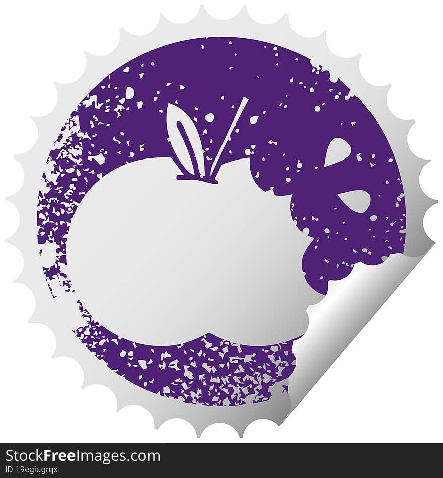 Distressed Circular Peeling Sticker Symbol Juicy Apple