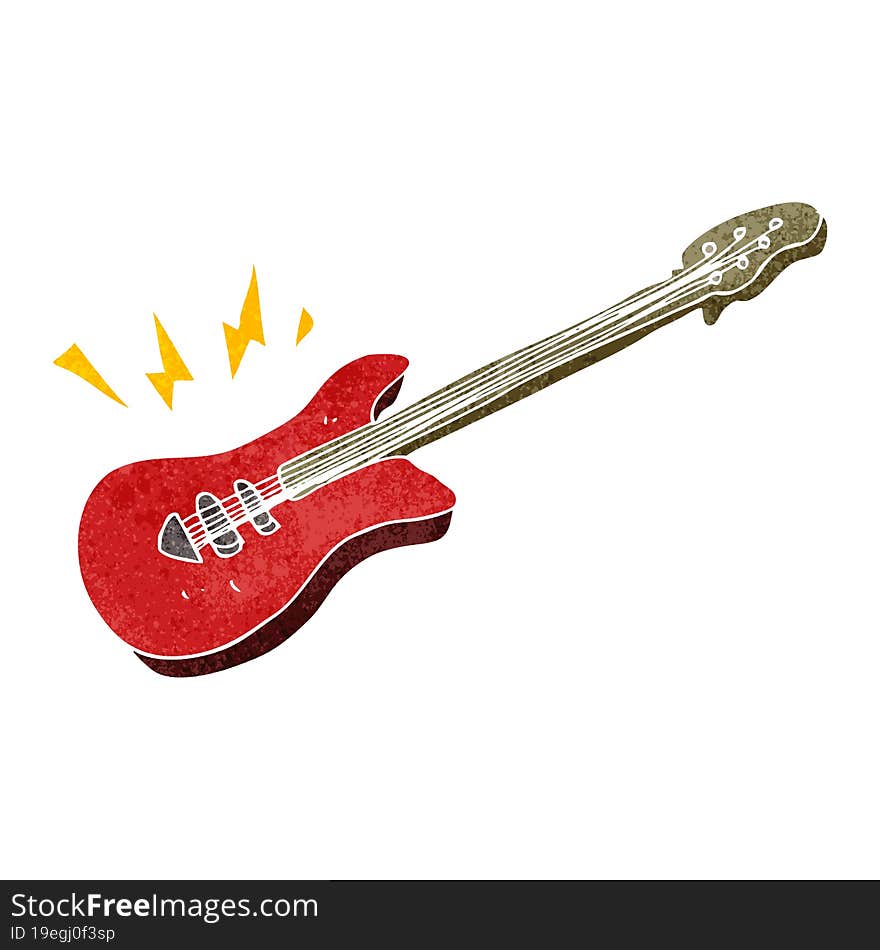 freehand retro cartoon electric guitar