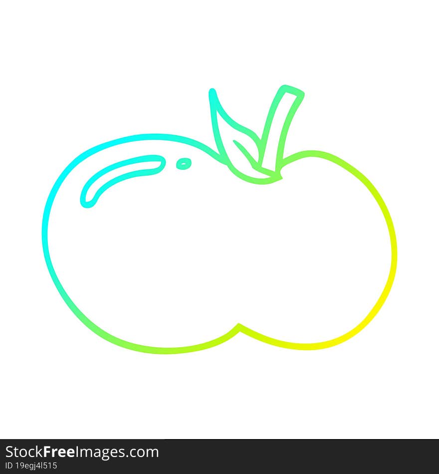 Cold Gradient Line Drawing Cartoon Apple