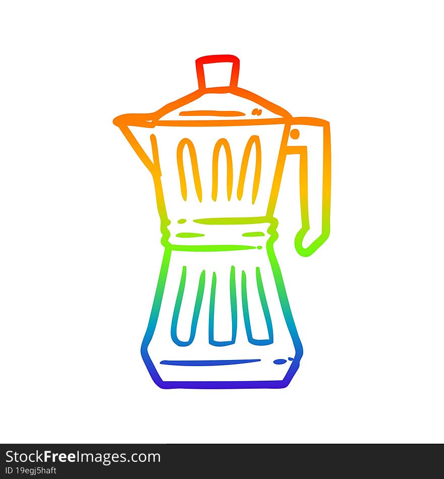 rainbow gradient line drawing of a espresso maker