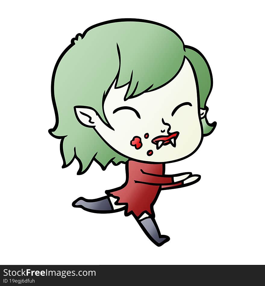 cartoon vampire girl with blood on cheek. cartoon vampire girl with blood on cheek