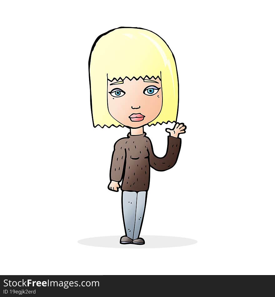 cartoon woman waving