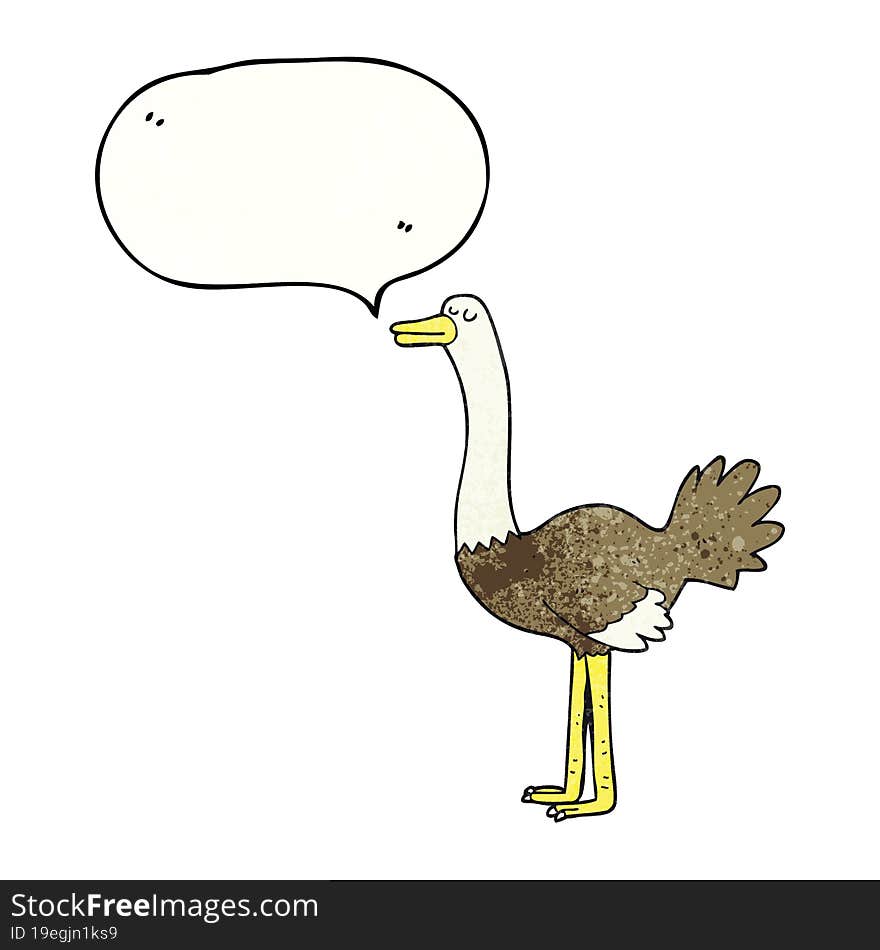 speech bubble textured cartoon ostrich