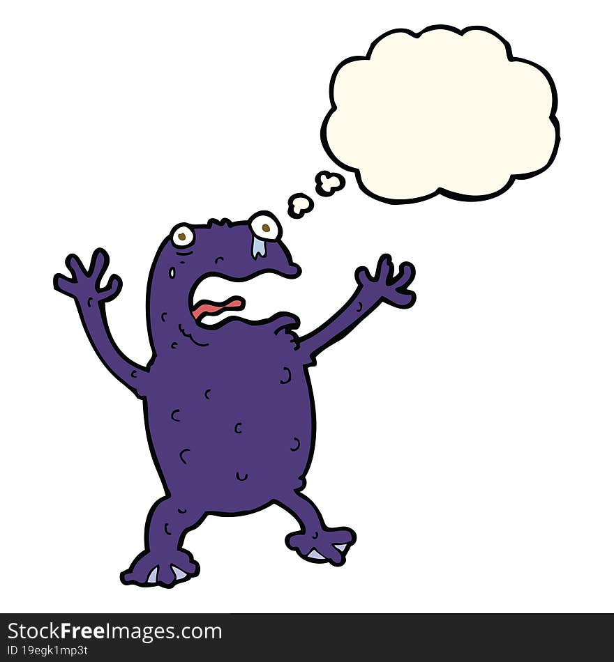 cartoon poisonous frog with thought bubble