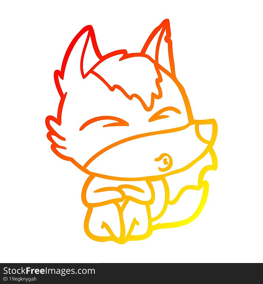 warm gradient line drawing cartoon wolf whistling