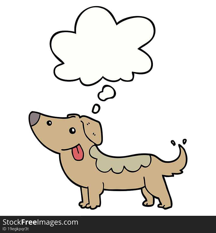 cartoon dog with thought bubble. cartoon dog with thought bubble