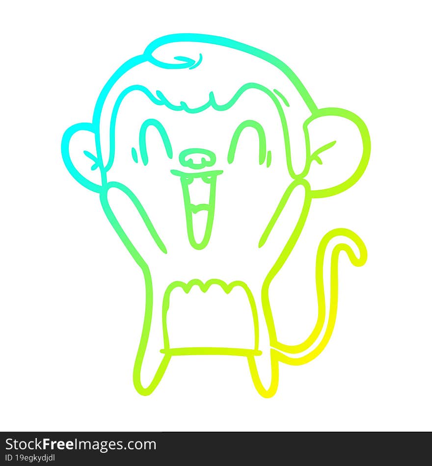 cold gradient line drawing cartoon laughing monkey