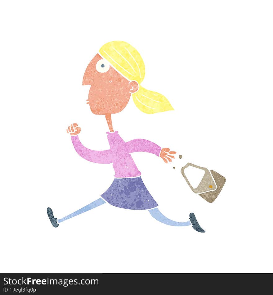 Cartoon Running Woman Stressed