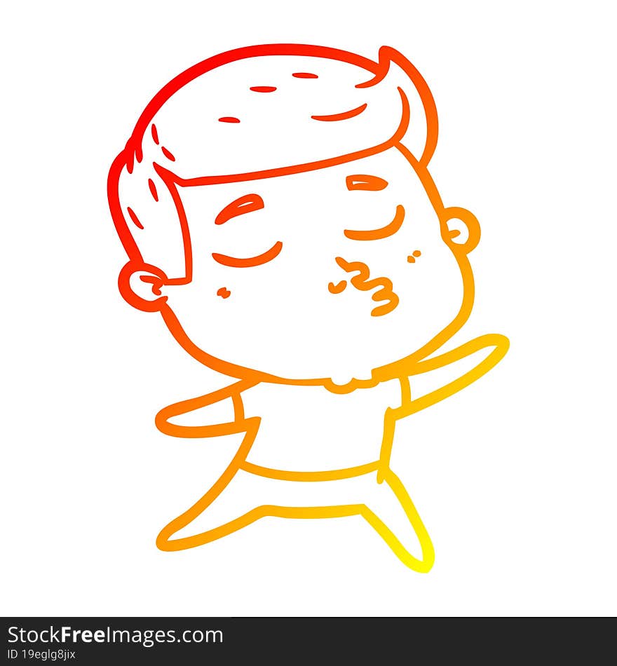 warm gradient line drawing cartoon model guy pouting