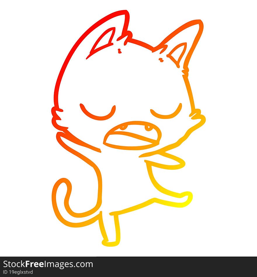 warm gradient line drawing talking cat cartoon