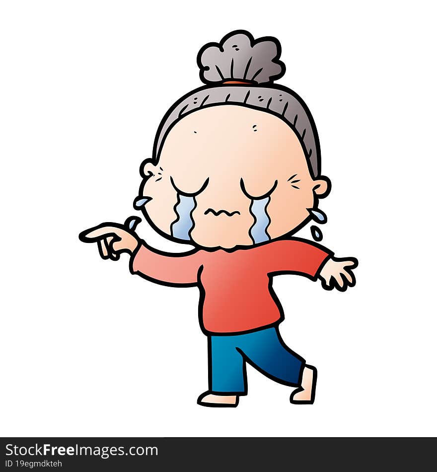 cartoon crying old lady. cartoon crying old lady