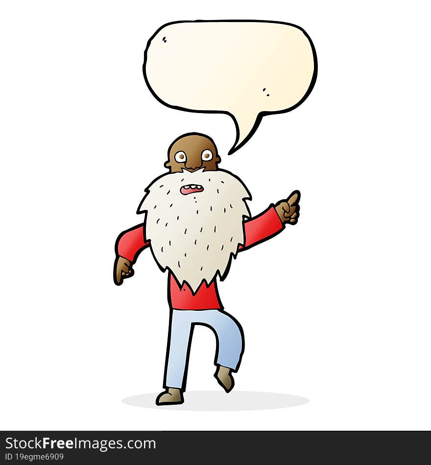 cartoon stressed old man with speech bubble