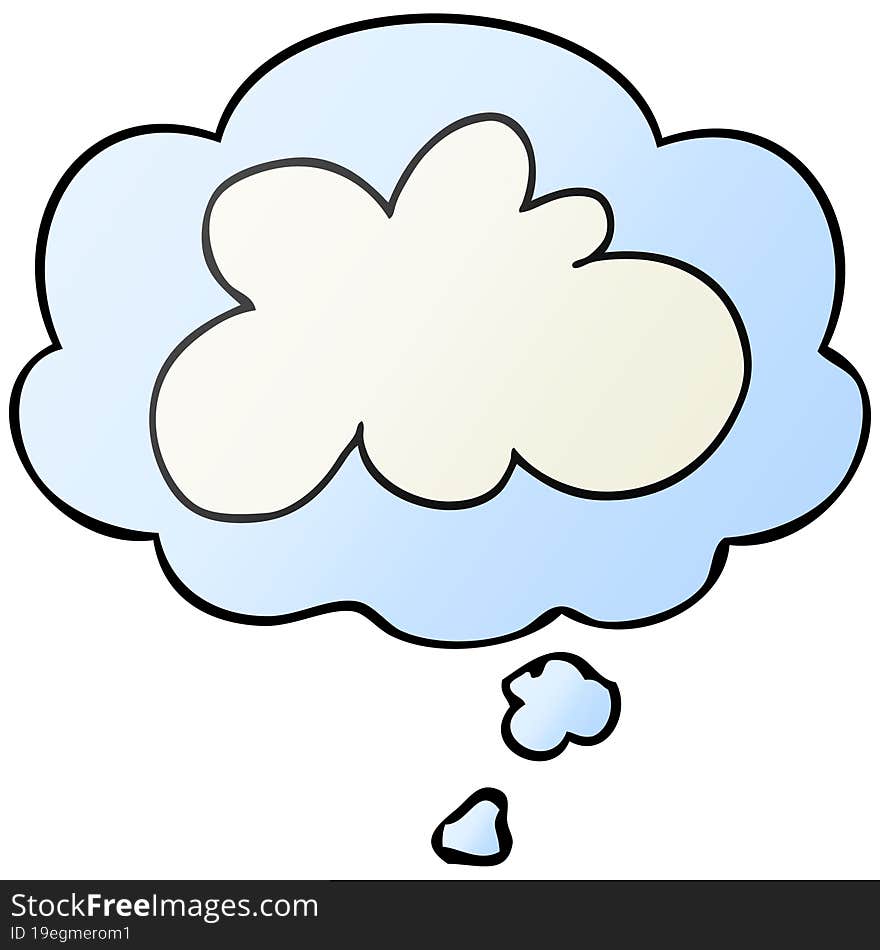 Cartoon Decorative Cloud Symbol And Thought Bubble In Smooth Gradient Style